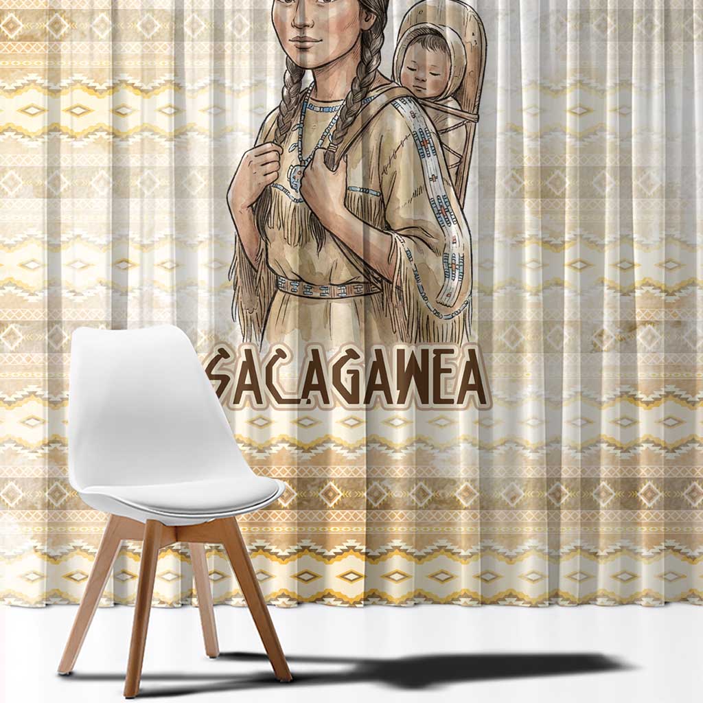 Sacagawea Native American Window Curtain River Journey Scene Inspirational Quote Lead with Your Heart - Wonder Print Shop