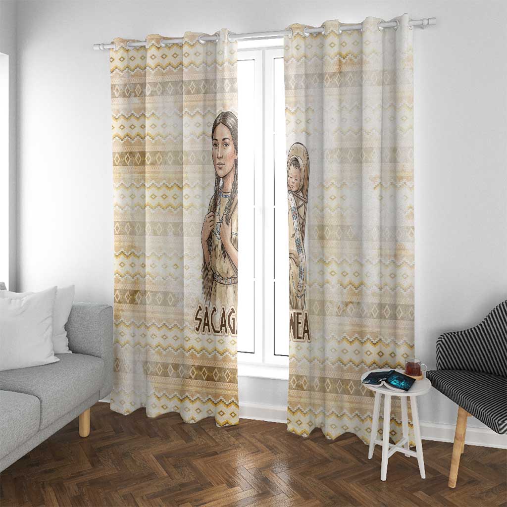 Sacagawea Native American Window Curtain River Journey Scene Inspirational Quote Lead with Your Heart - Wonder Print Shop