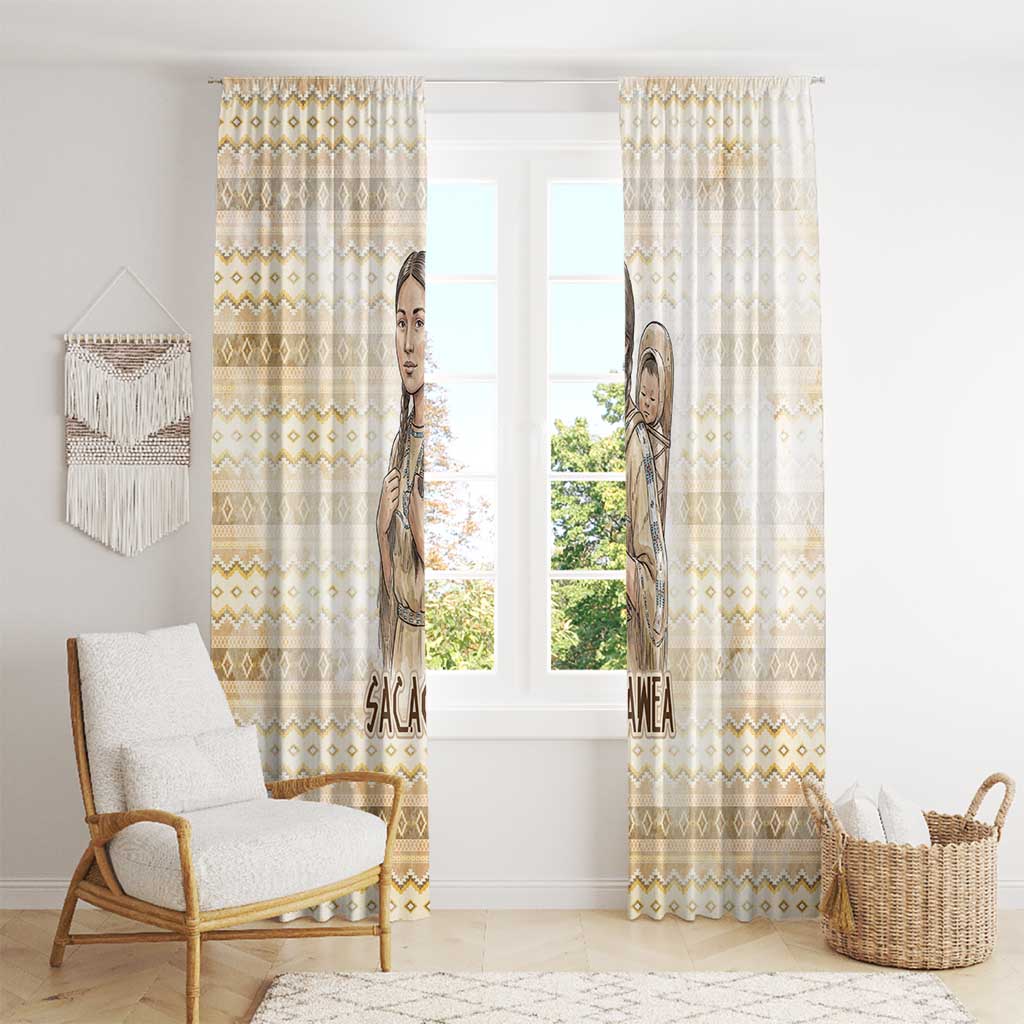 Sacagawea Native American Window Curtain River Journey Scene Inspirational Quote Lead with Your Heart - Wonder Print Shop
