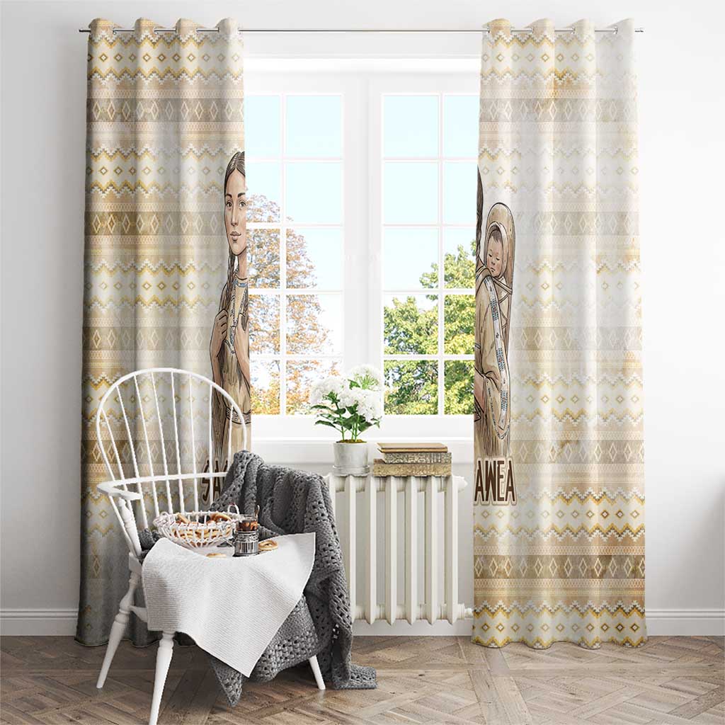 Sacagawea Native American Window Curtain River Journey Scene Inspirational Quote Lead with Your Heart - Wonder Print Shop