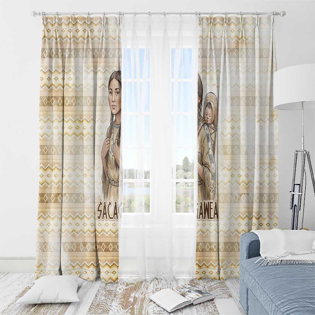 Sacagawea Native American Window Curtain River Journey Scene Inspirational Quote Lead with Your Heart - Wonder Print Shop