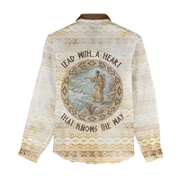 Sacagawea Native American Women Casual Shirt River Journey Scene Inspirational Quote Lead with Your Heart - Wonder Print Shop
