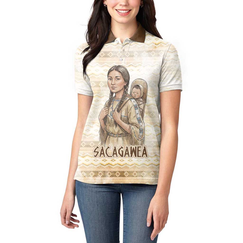 Sacagawea Native American Women Polo Shirt River Journey Scene Inspirational Quote Lead with Your Heart - Wonder Print Shop