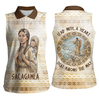 Sacagawea Native American Women Sleeveless Polo Shirt River Journey Scene Inspirational Quote Lead with Your Heart - Wonder Print Shop