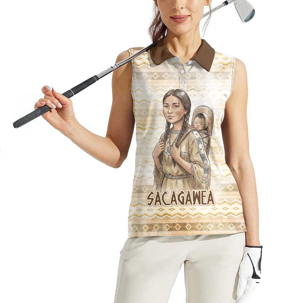Sacagawea Native American Women Sleeveless Polo Shirt River Journey Scene Inspirational Quote Lead with Your Heart - Wonder Print Shop