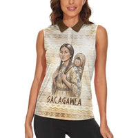 Sacagawea Native American Women Sleeveless Polo Shirt River Journey Scene Inspirational Quote Lead with Your Heart - Wonder Print Shop