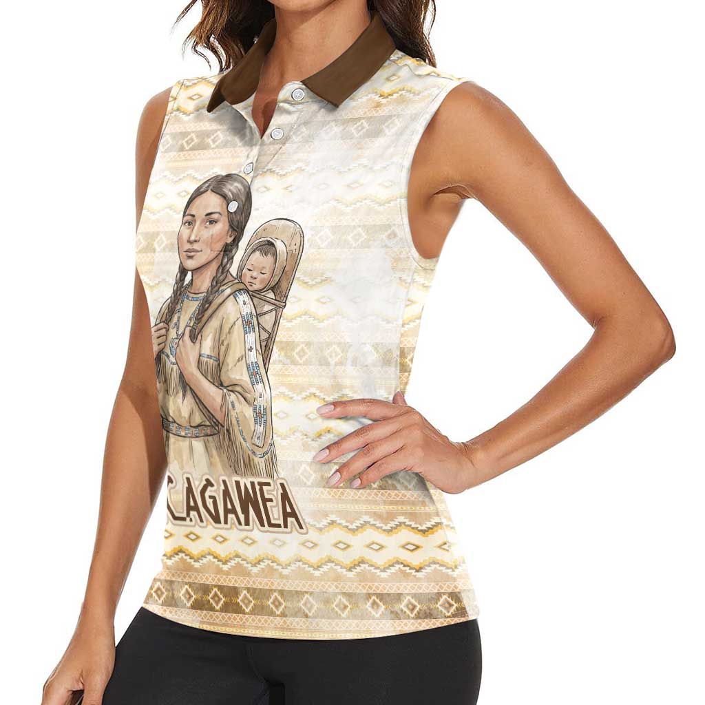 Sacagawea Native American Women Sleeveless Polo Shirt River Journey Scene Inspirational Quote Lead with Your Heart - Wonder Print Shop