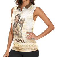 Sacagawea Native American Women Sleeveless Polo Shirt River Journey Scene Inspirational Quote Lead with Your Heart - Wonder Print Shop