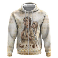 Sacagawea Native American Zip Hoodie River Journey Scene Inspirational Quote Lead with Your Heart - Wonder Print Shop