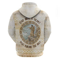 Sacagawea Native American Zip Hoodie River Journey Scene Inspirational Quote Lead with Your Heart - Wonder Print Shop