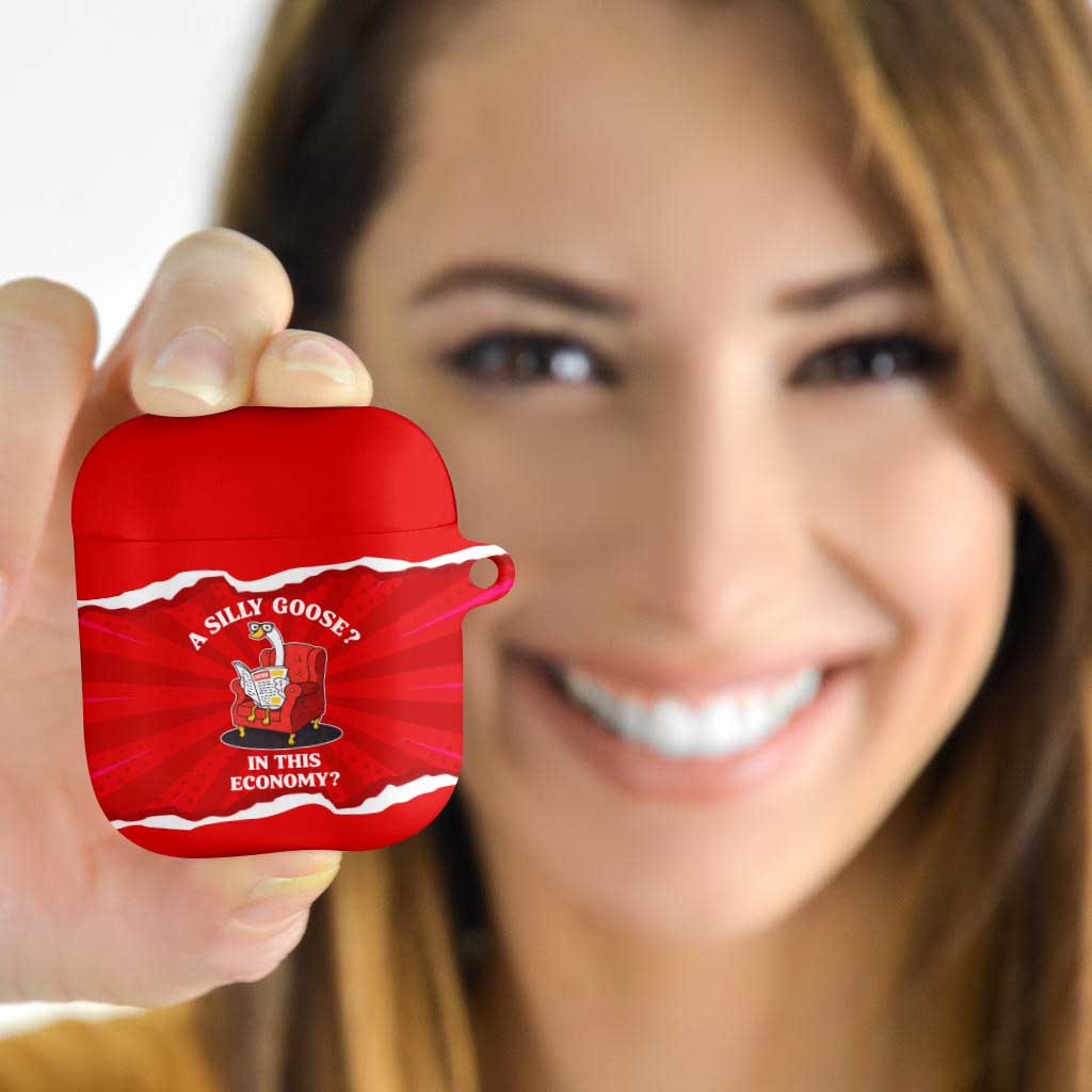 Silly Goose AirPods Case with Newspaper and Armchair Pattern