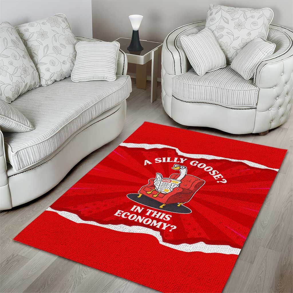 Silly Goose Area Rug with Newspaper and Armchair Pattern