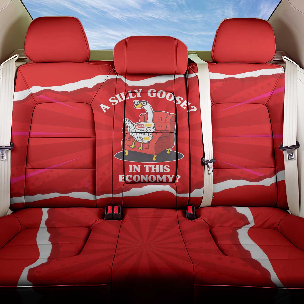 Silly Goose Back Car Seat Cover with Newspaper and Armchair Pattern