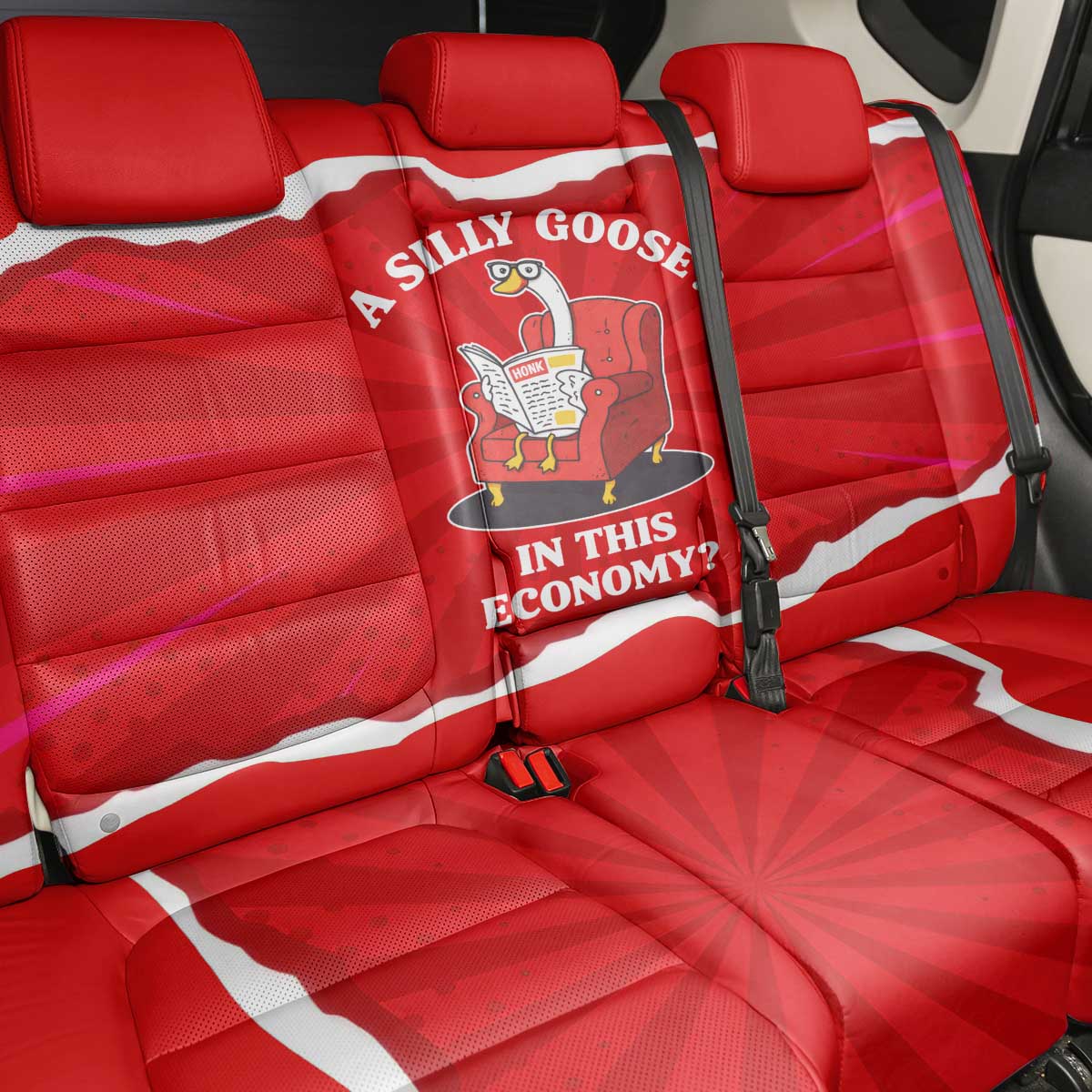 Silly Goose Back Car Seat Cover with Newspaper and Armchair Pattern