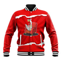 Silly Goose Baseball Jacket with Newspaper and Armchair Pattern
