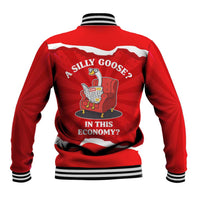 Silly Goose Baseball Jacket with Newspaper and Armchair Pattern