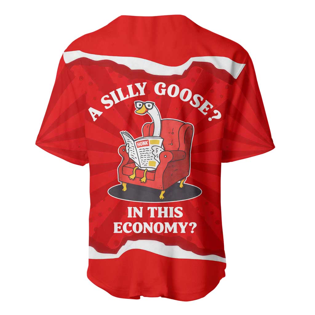 Silly Goose Baseball Jersey with Newspaper and Armchair Pattern