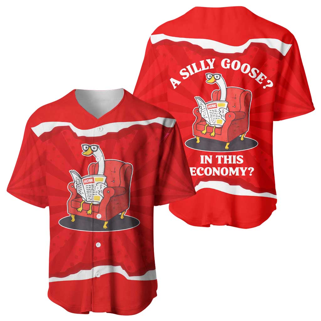 Silly Goose Baseball Jersey with Newspaper and Armchair Pattern