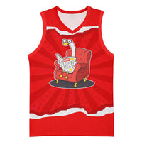 Silly Goose Basketball Jersey with Newspaper and Armchair Pattern