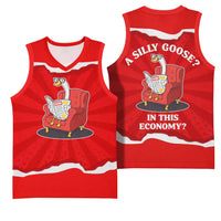 Silly Goose Basketball Jersey with Newspaper and Armchair Pattern