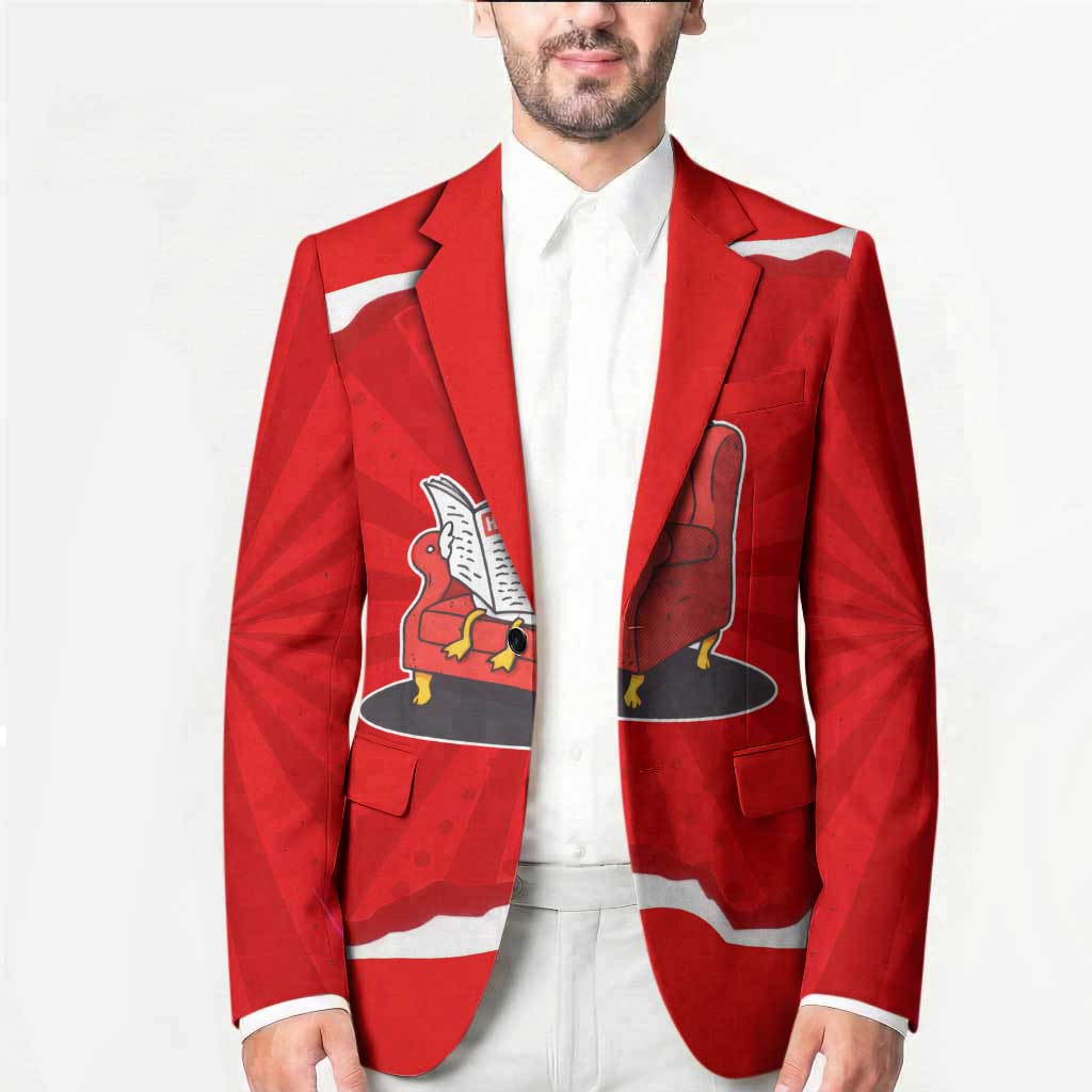 Silly Goose Blazer with Newspaper and Armchair Pattern