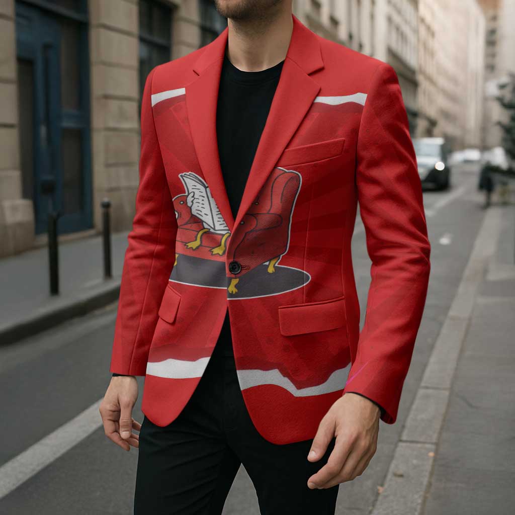 Silly Goose Blazer with Newspaper and Armchair Pattern