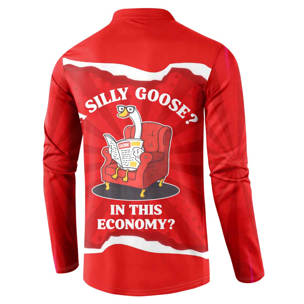Silly Goose Button Sweatshirt with Newspaper and Armchair Pattern