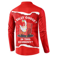 Silly Goose Button Sweatshirt with Newspaper and Armchair Pattern