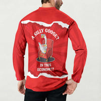 Silly Goose Button Sweatshirt with Newspaper and Armchair Pattern