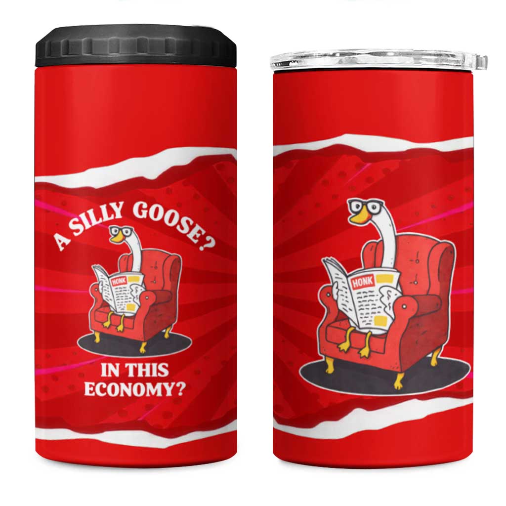 Silly Goose 4 in 1 Can Cooler Tumbler with Newspaper and Armchair Pattern