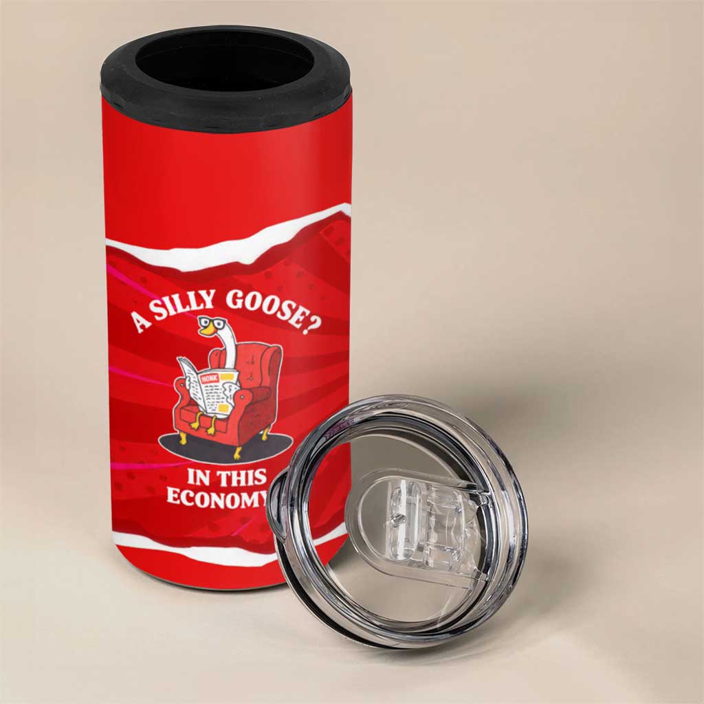 Silly Goose 4 in 1 Can Cooler Tumbler with Newspaper and Armchair Pattern