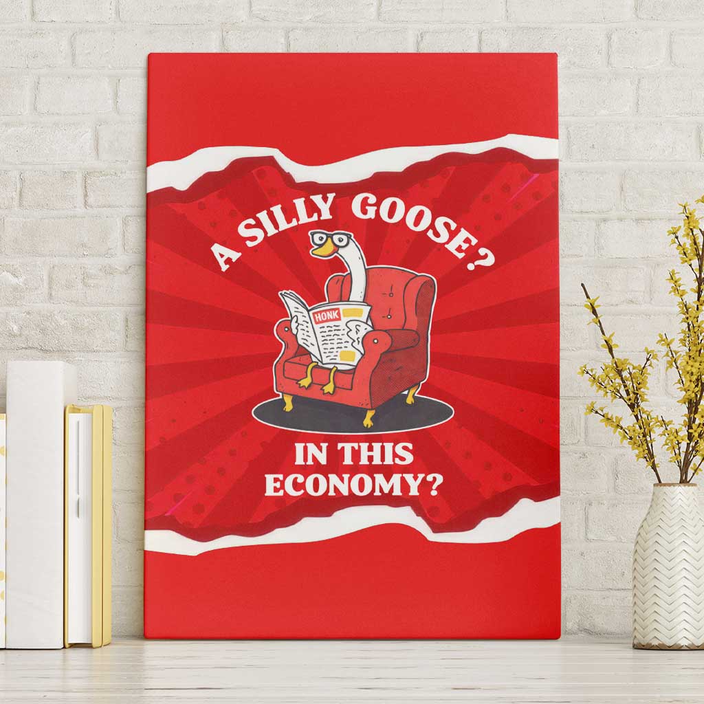 Silly Goose Canvas Wall Art with Newspaper and Armchair Pattern