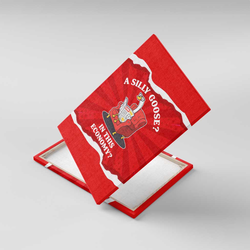 Silly Goose Canvas Wall Art with Newspaper and Armchair Pattern