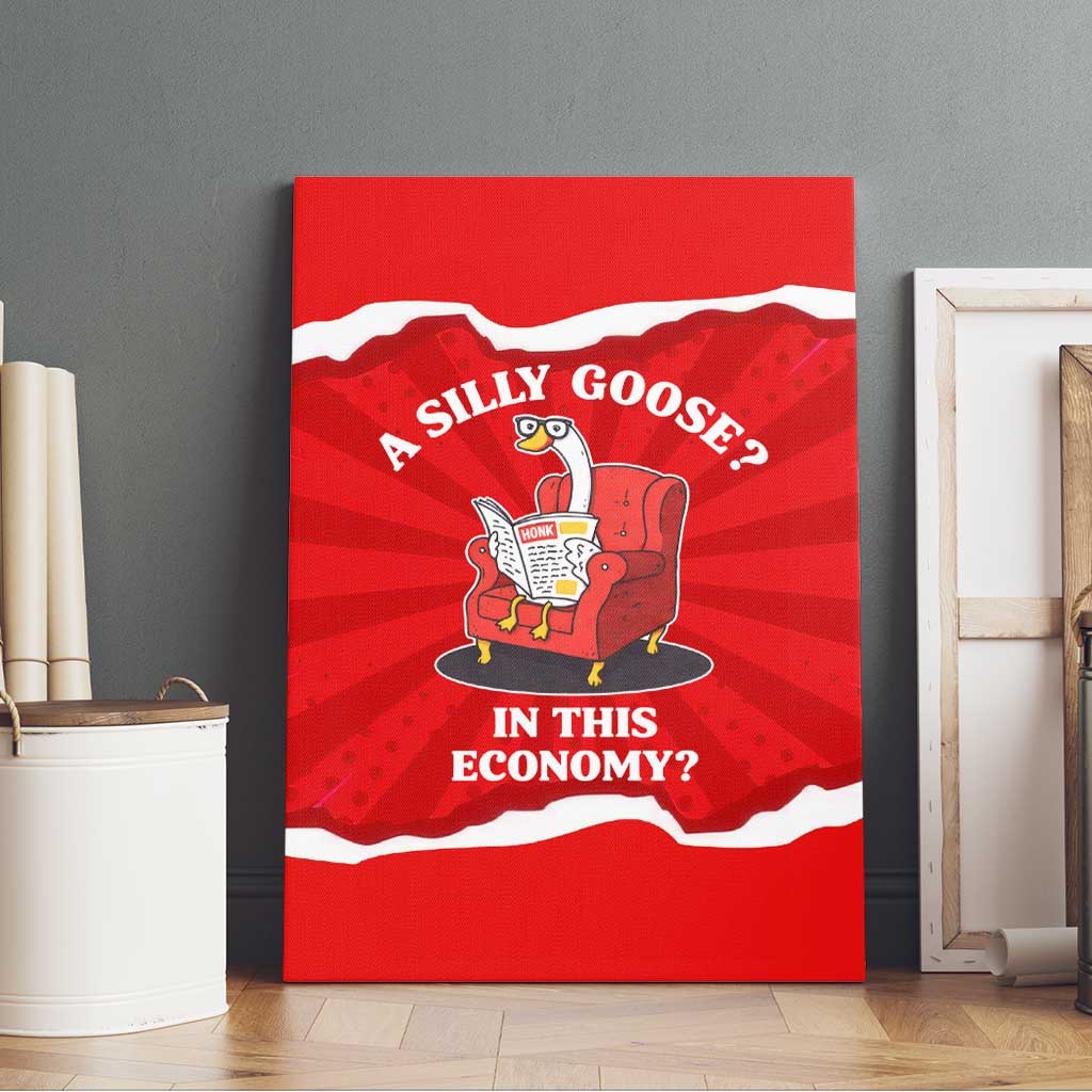 Silly Goose Canvas Wall Art with Newspaper and Armchair Pattern