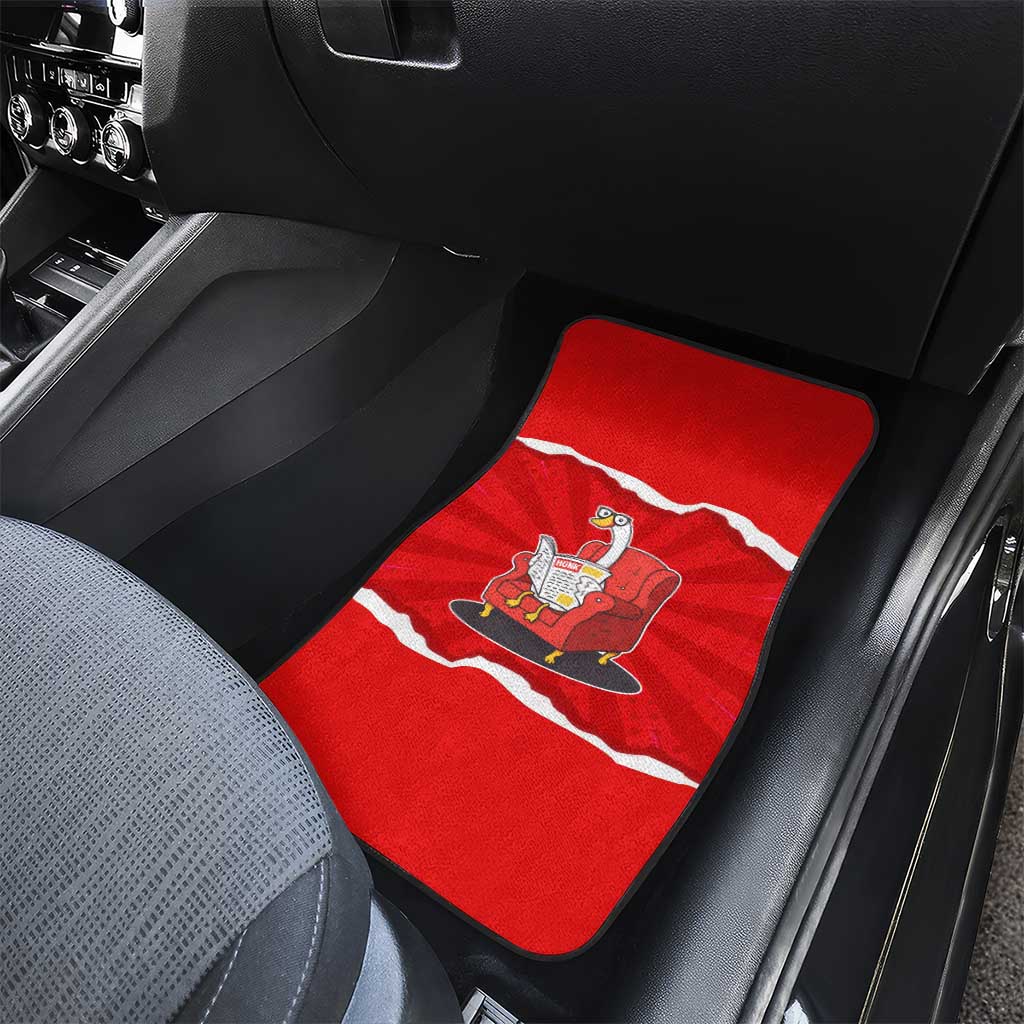 Silly Goose Car Mats with Newspaper and Armchair Pattern