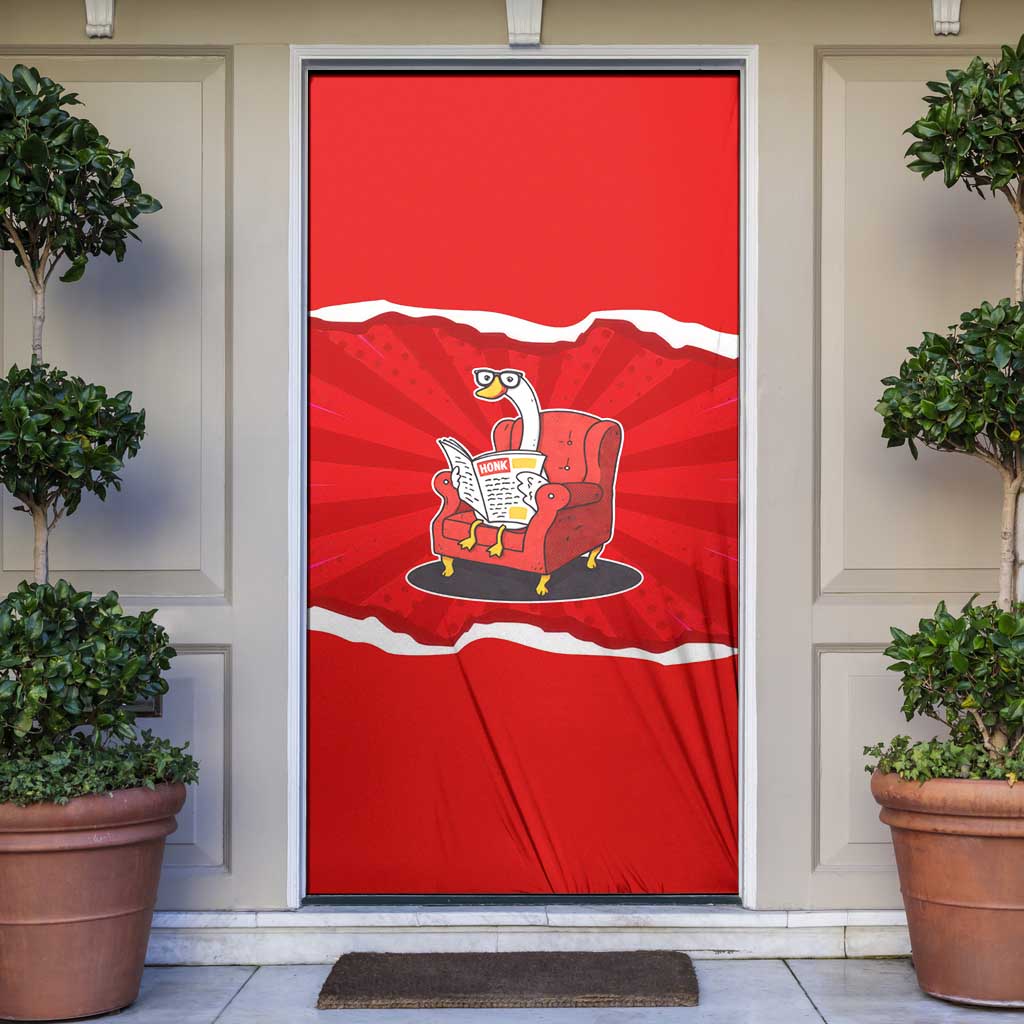 Silly Goose Door Cover with Newspaper and Armchair Pattern