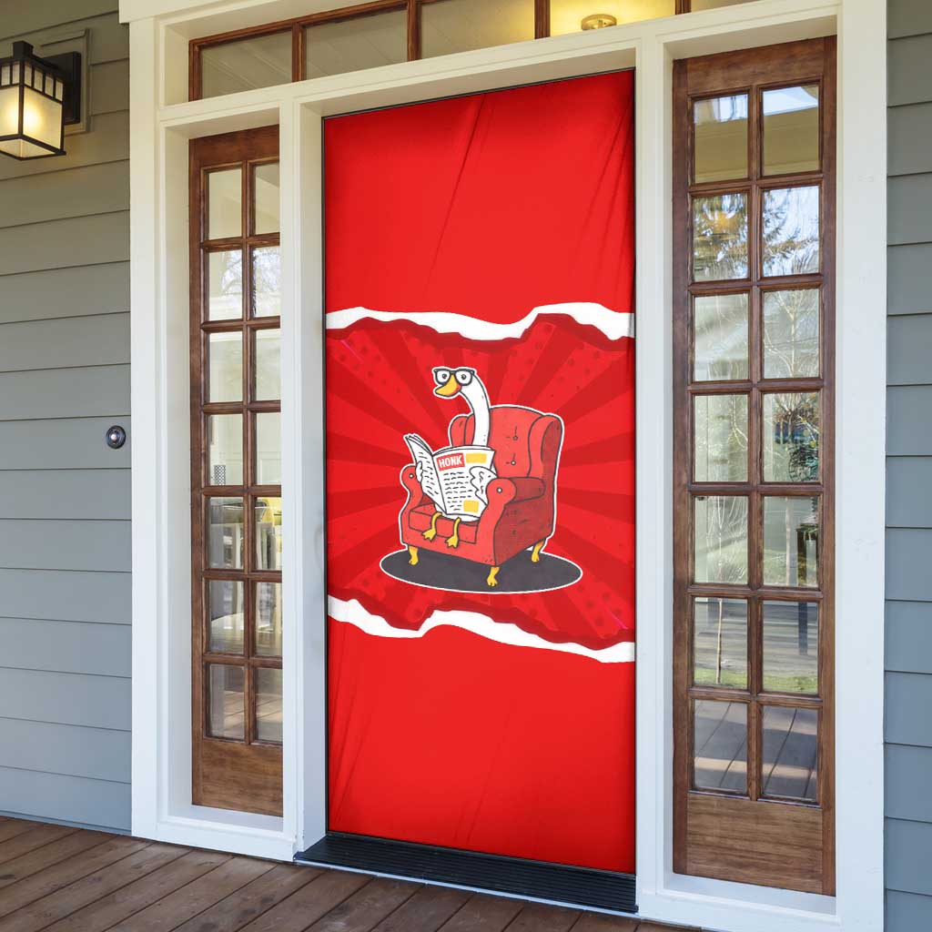 Silly Goose Door Cover with Newspaper and Armchair Pattern