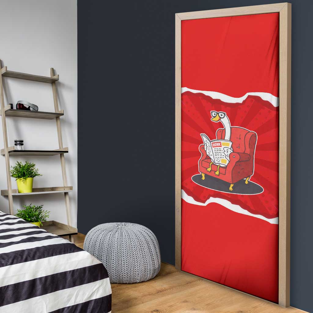 Silly Goose Door Cover with Newspaper and Armchair Pattern