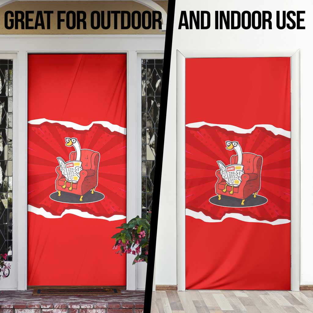 Silly Goose Door Cover with Newspaper and Armchair Pattern