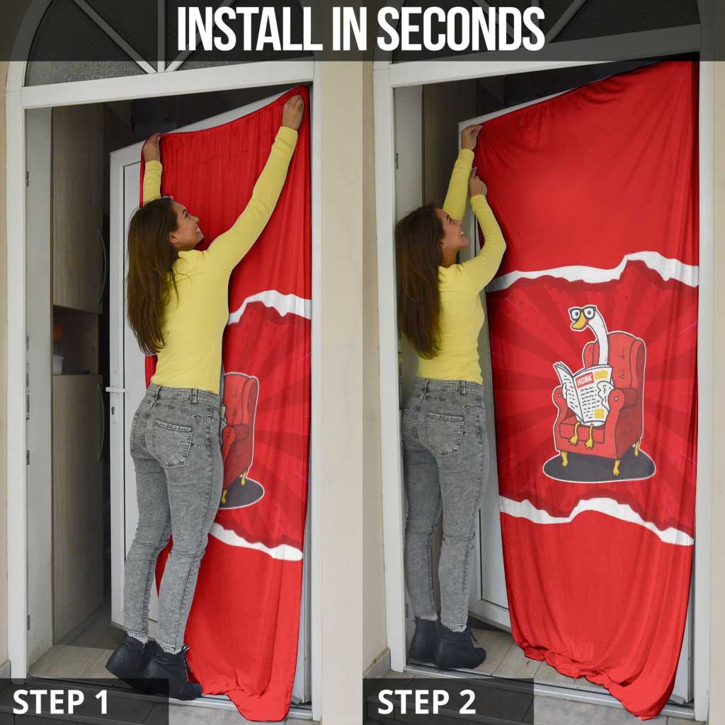 Silly Goose Door Cover with Newspaper and Armchair Pattern