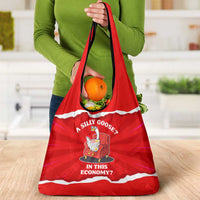 Silly Goose Grocery Bag with Newspaper and Armchair Pattern