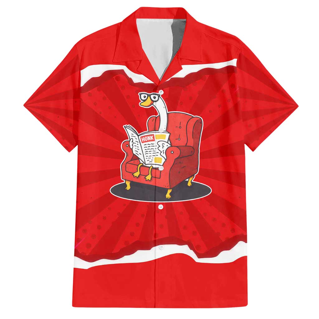 Silly Goose Hawaiian Shirt with Newspaper and Armchair Pattern