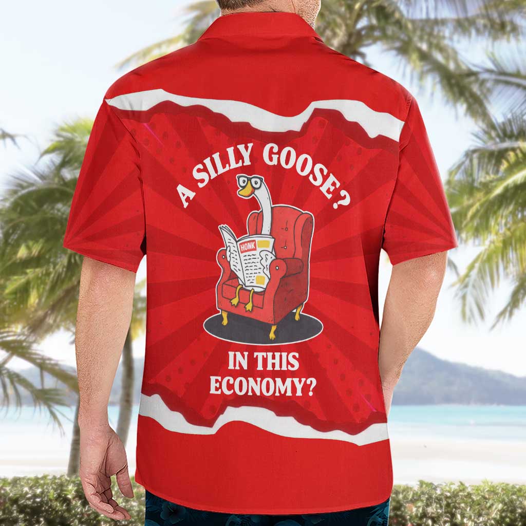 Silly Goose Hawaiian Shirt with Newspaper and Armchair Pattern