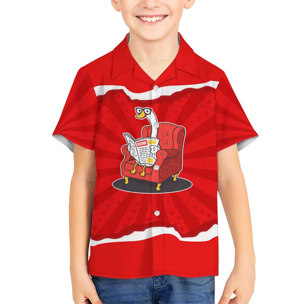 Silly Goose Hawaiian Shirt with Newspaper and Armchair Pattern