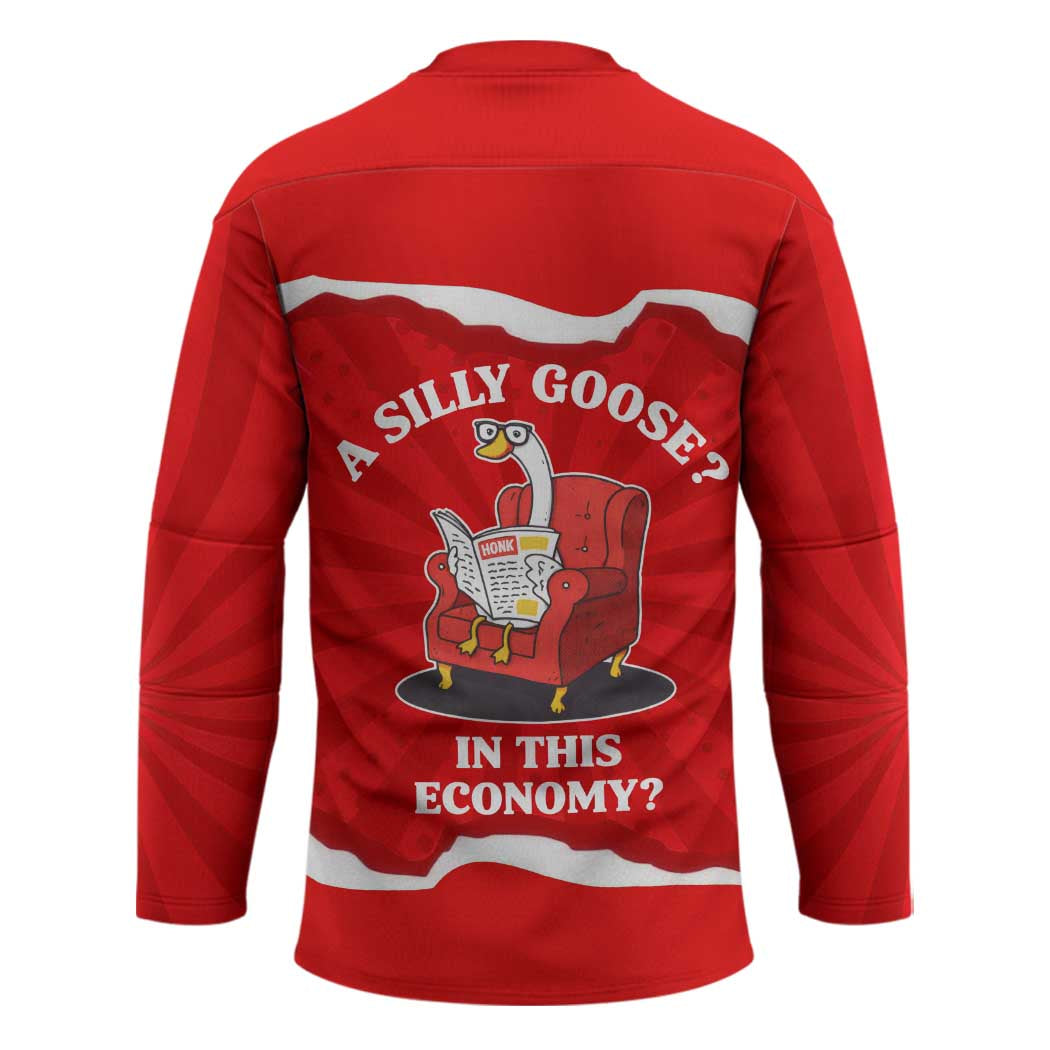 Silly Goose Hockey Jersey with Newspaper and Armchair Pattern