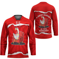 Silly Goose Hockey Jersey with Newspaper and Armchair Pattern