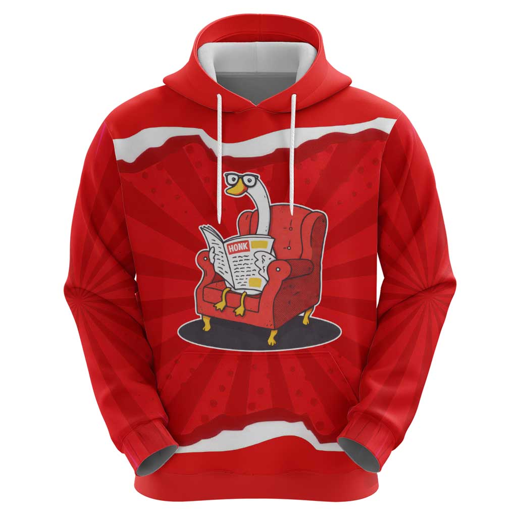 Silly Goose Hoodie with Newspaper and Armchair Pattern