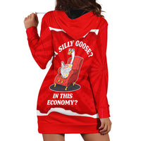 Silly Goose Hoodie Dress with Newspaper and Armchair Pattern