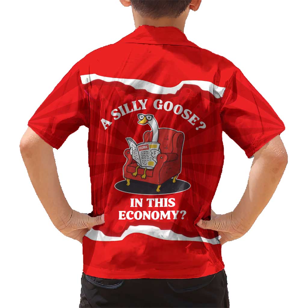 Silly Goose Kid Hawaiian Shirt with Newspaper and Armchair Pattern