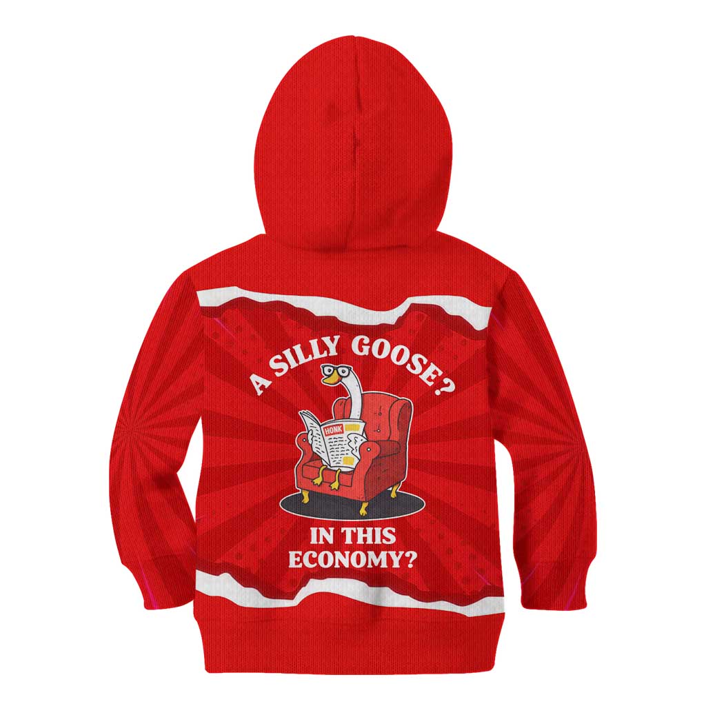 Silly Goose Kid Hoodie with Newspaper and Armchair Pattern